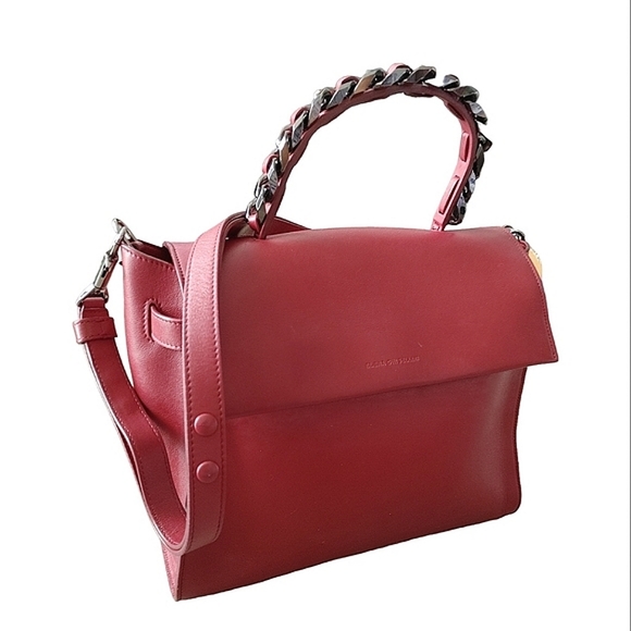 Elena Ghisellini Bordeaux Leather Top Handle Shoulder Bag - Picture 14 of 16